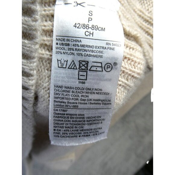 Banana Republic Filpucci Wool Cashmere Sweater Button Up Back V Neck Sz S Tan - Picture 4 of 10